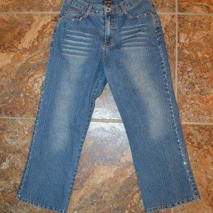 MILANA cropped jeans with rhinestones down the sides~CUTE~6P